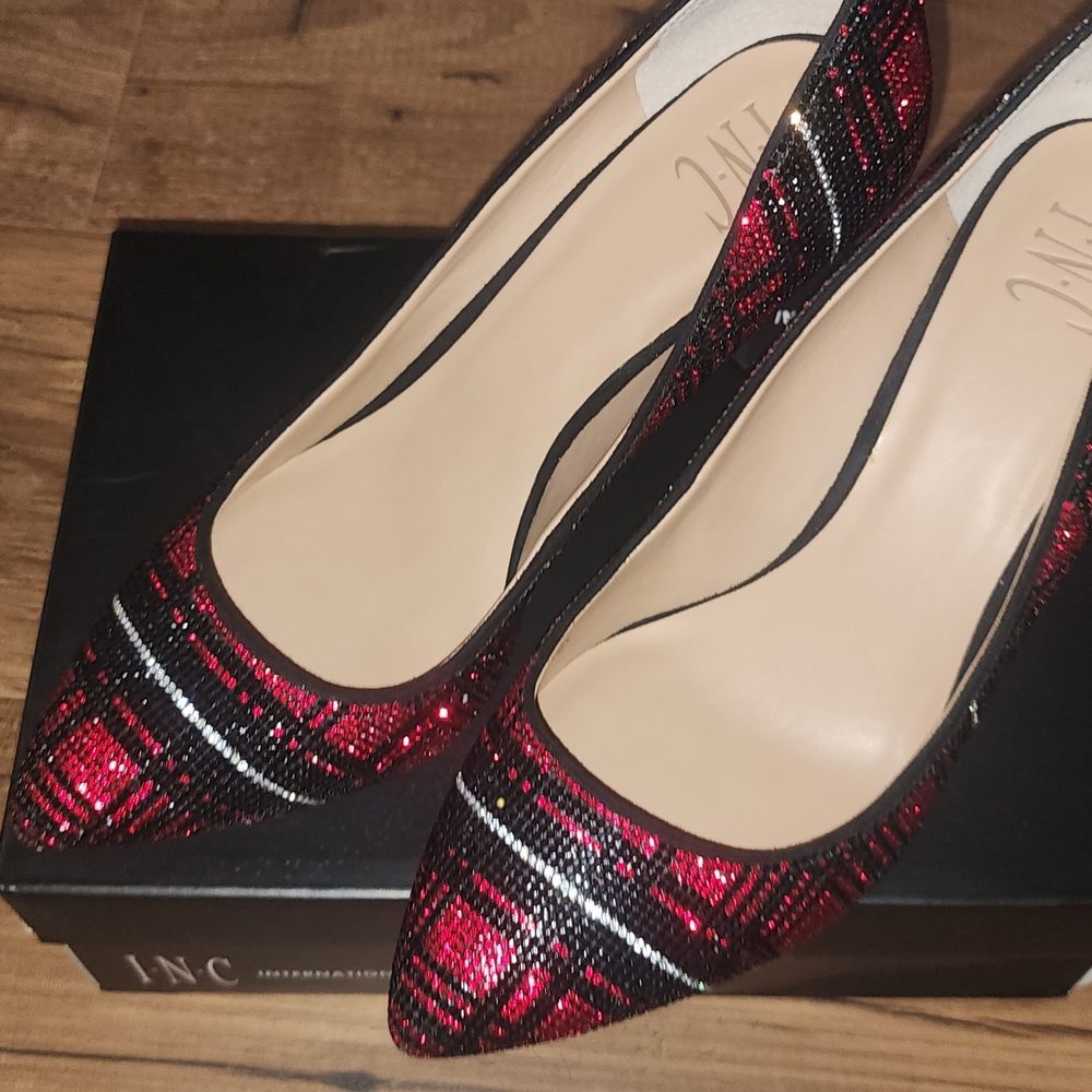 INC International Concepts Red Sequin Pointed-Toe Pumps - Picture 5 of 9